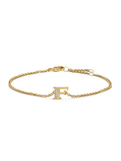 David Yurman Women's Petite Pavé Initial Chain Bracelet In 18k Yellow Gold In Neutral