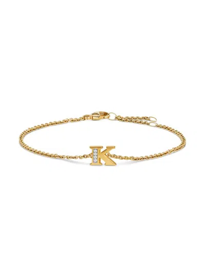 David Yurman Women's Petite Pavé Initial Chain Bracelet In 18k Yellow Gold In Orange