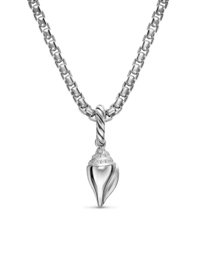 David Yurman Women's Petite Pavé Shell Amulet In Sterling Silver With Diamonds, 15mm In Pink