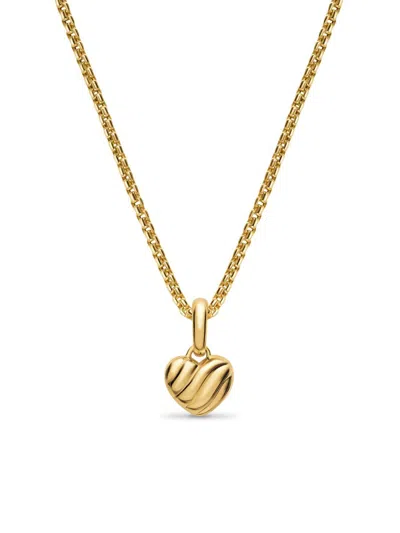 David Yurman Petite Puffy Cable Heart Amulet In Gold