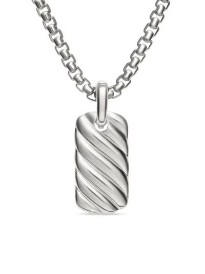 David Yurman Women's Petite Sculpted Cable Tag In Sterling Silver, 24mm