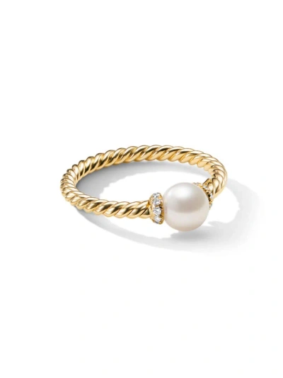 David Yurman Women's Petite Solari Station Ring In 18k Yellow Gold In Pearl