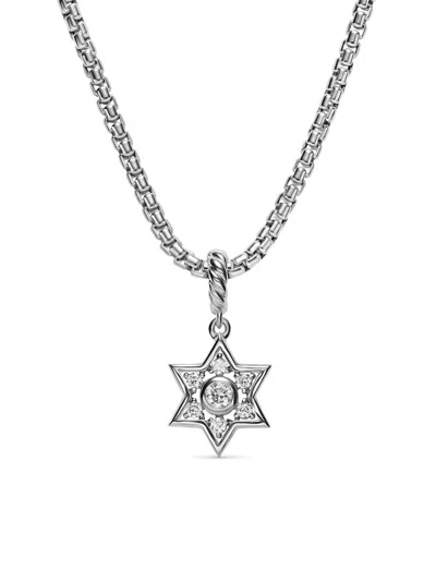 David Yurman Women's Petite Star Of David Pendant In Sterling Silver With Diamonds, 12mm In Pink
