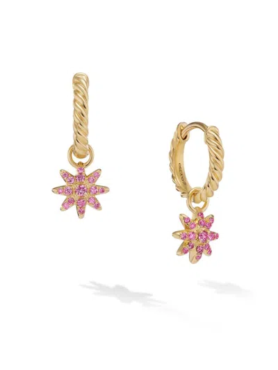 David Yurman Women's Petite Starburst Drop Earrings In 18k Yellow Gold With Pink Sapphires, 18.1mm