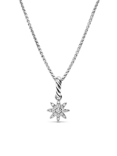David Yurman Women's Petite Starburst Pendant In Sterling Silver With Full Pavé Diamonds, 10mm In Gold