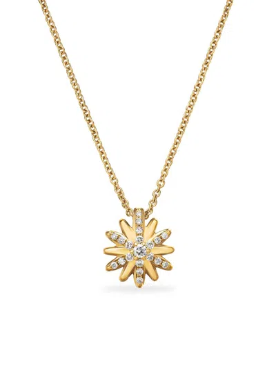 David Yurman Women's Petite Starburst Pendant Necklace In 18k Yellow Gold With Diamonds, 10.5mm