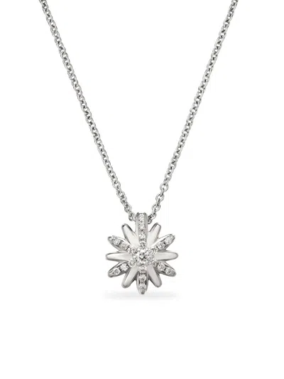 David Yurman Women's Petite Starburst Pendant Necklace In Sterling Silver With Diamonds, 10.5mm