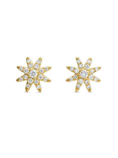 David Yurman Women's Petite Starburst Stud Earrings In 18k White Gold With Diamonds, 7.5mm In Metallic