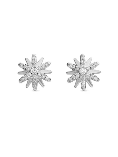 David Yurman Women's Petite Starburst Stud Earrings In Sterling Silver With Diamonds, 10mm
