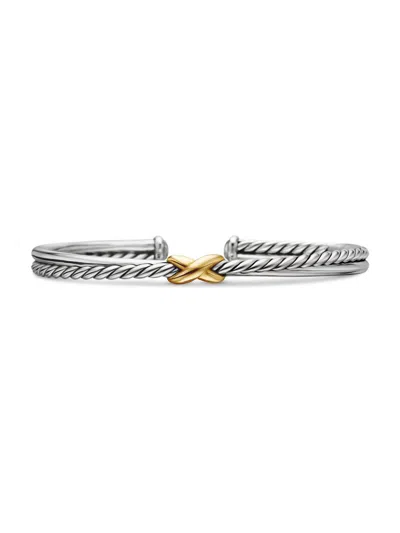 David Yurman Women's Petite X Center Station Bracelet With 18k Yellow Gold In Metallic