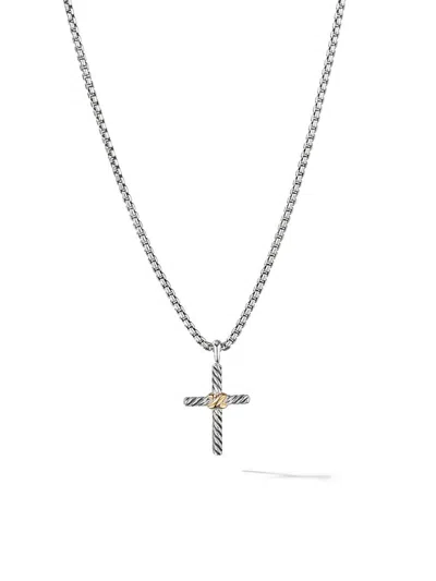 David Yurman Sterling Silver And 14kt Yellow Gold Petite X Cross Necklace