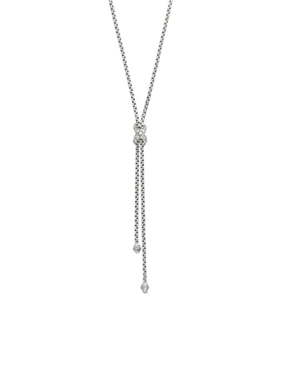 David Yurman Women's Petite X Lariat Necklace In Sterling Silver With Diamonds In Metallic