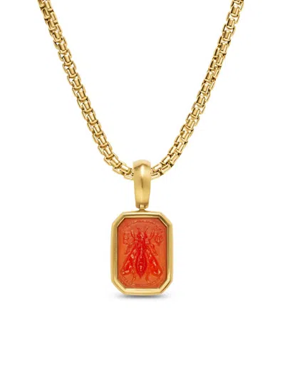 David Yurman Women's Petrvs Micro Bee Amulet In 18k Yellow Gold With Carnelian 12.8mm