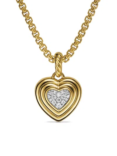 David Yurman Women's Puffy Heart Amulet In 18k Yellow Gold With Diamonds, 17mm