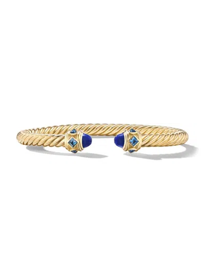 David Yurman Women's Renaissance Cablespira Bracelet In 18k Yellow Gold In Lapis Lazuli