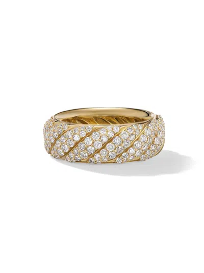 David Yurman Women's Sculpted Cable Band Ring In 18k Yellow Gold In Diamond