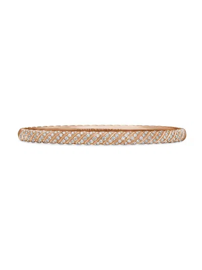 David Yurman Women's Sculpted Cable Bangle Bracelet In 18k Rose Gold In Gray