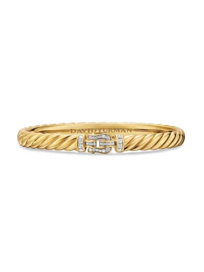David Yurman Women's Sculpted Cable Buckle Bracelet In 18k Yellow Gold In Gray