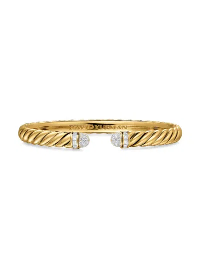David Yurman Women's Sculpted Cable Cuff Bracelet In 18k Yellow Gold In Gray