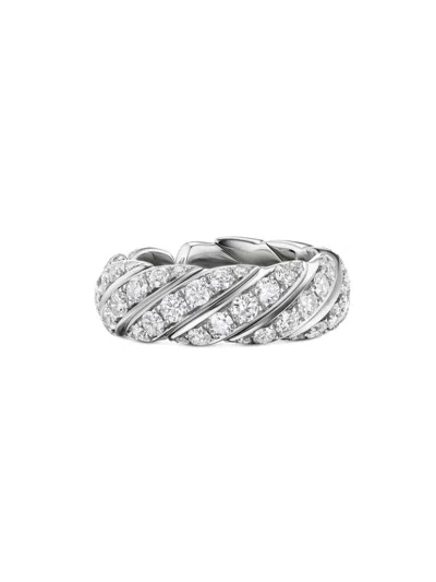 David Yurman Women's Sculpted Cable Flex Band Ring In 18k White Gold In Neutral