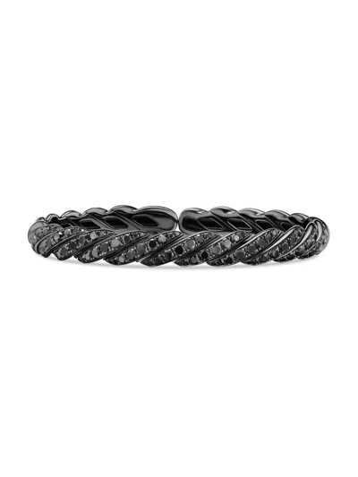 David Yurman Women's Sculpted Cable Flex Bracelet In 18k White Gold In Brown