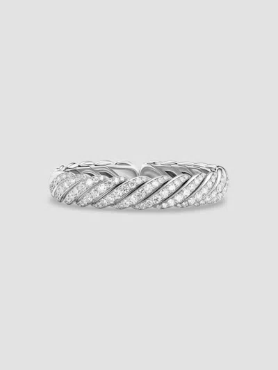 David Yurman Women's Sculpted Cable Flex Bracelet In 18k White Gold In Metallic