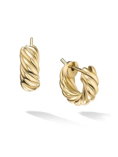 David Yurman Women's Sculpted Cable Hoop Earrings In 18k Yellow Gold, 14.4mm