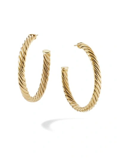 David Yurman Women's Sculpted Cable Hoop Earrings In 18k Yellow Gold