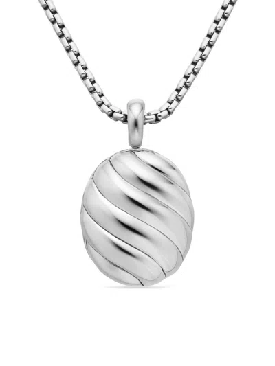 David Yurman Women's Sculpted Cable Locket In Sterling Silver, 27mm In Metallic