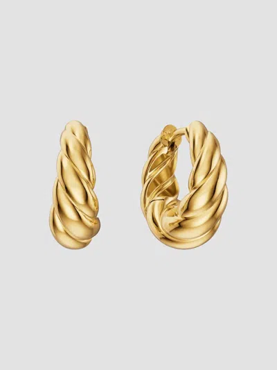David Yurman Women's Sculpted Cable Tapered Hoop Earrings In 18k Yellow Gold, 15.7mm