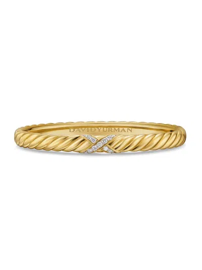 David Yurman Women's Sculpted Cable X Center Station Bracelet In 18k Yellow Gold In Black