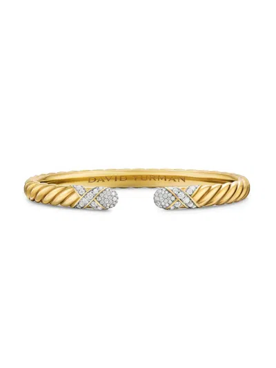 David Yurman Women's Sculpted Cable X Cuff Bracelet In 18k Yellow Gold In Gray