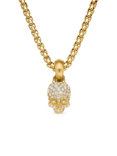 David Yurman Women's Skull Amulet With Full Pavé Diamonds And 18k Yellow Gold, 19.3mm