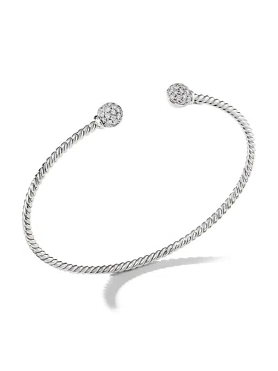 David Yurman Women's Solari Cablespira Bracelet In 18k White Gold In Diamond
