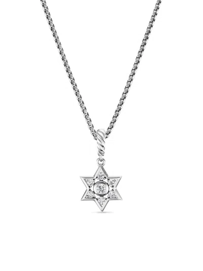 David Yurman Women's Star Of David Pendant Necklace In Sterling Silver With Diamonds, 10.4mm In Metallic