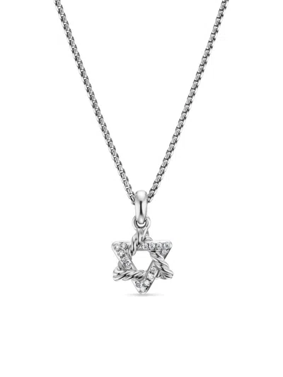 David Yurman Women's Star Of David Pendant Necklace In Sterling Silver With Diamonds, 9.6mm In Metallic