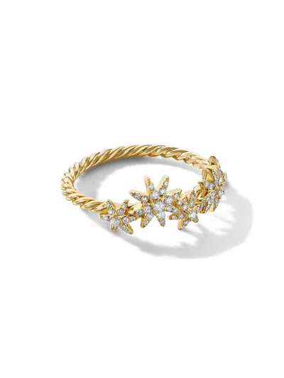 David Yurman Women's Starburst Cluster Band Ring In 18k Yellow Gold In Diamond