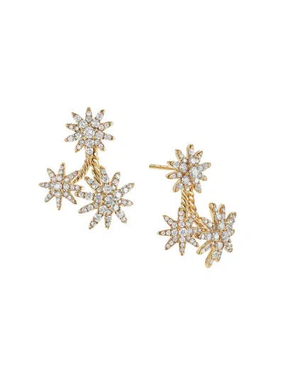 David Yurman Women's Starburst Cluster Drop Earrings In 18k Yellow Gold With Diamonds, 23.7mm