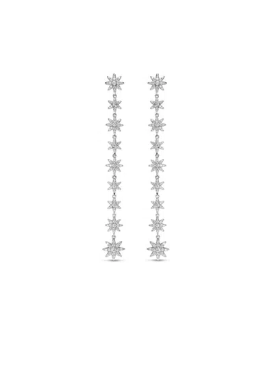 David Yurman Women's Starburst Drop Earrings In 18k White Gold With Diamonds, 70.9mm In Silver