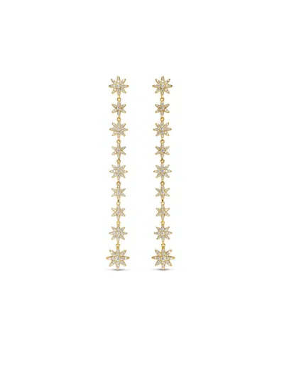 David Yurman Women's Starburst Drop Earrings In 18k Yellow Gold With Diamonds, 70.9mm In Silver