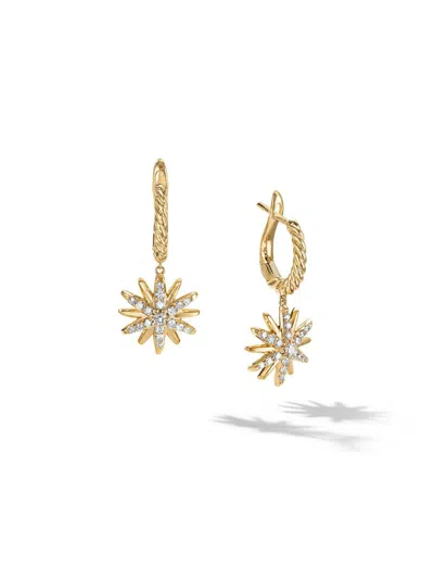 David Yurman Women's Starburst Drop Earrings In 18k Yellow Gold With Diamonds In Orange