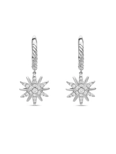 David Yurman Women's Starburst Drop Earrings In Sterling Silver With Diamonds, 25mm