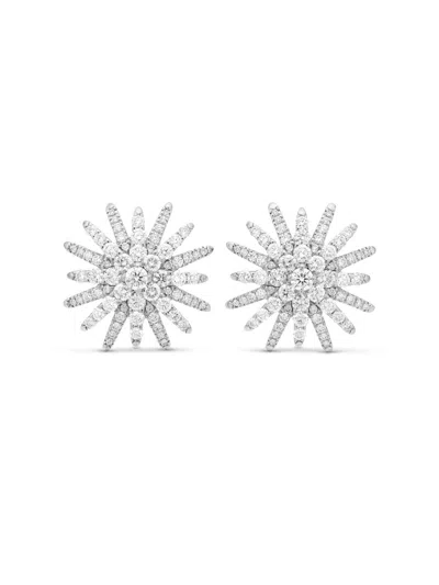 David Yurman Women's Starburst Stud Earrings In 18k White Gold With Diamonds, 19mm In Metallic