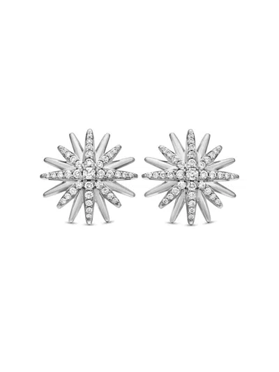David Yurman Women's Starburst Stud Earrings In Sterling Silver With Diamonds, 19mm