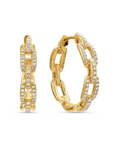 David Yurman Women's Stax Chain Link Hoop Earrings In 18k Yellow Gold With Diamonds, 23.8mm In Pattern