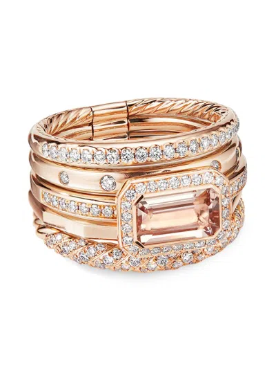 David Yurman Women's Stax Five Row Ring In 18k Rose Gold In Morganite