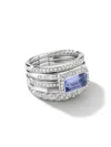 David Yurman Fine Cable Stack Ring In Tanzanite