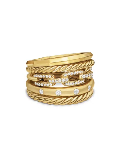 David Yurman Women's Stax Five Row Ring In 18k Yellow Gold In Diamond