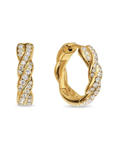 David Yurman Women's Wisteria Hoop Earrings In 18k Yellow Gold With Diamonds, 16mm