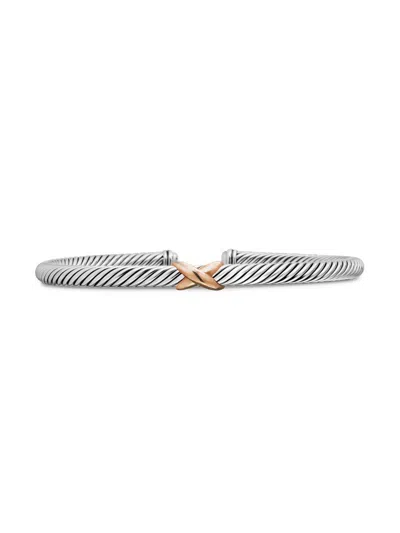 David Yurman Women's X Classic Cable Station Bracelet In Sterling Silver In Metallic